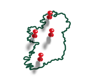 Image of the map of Ireland for regional visits