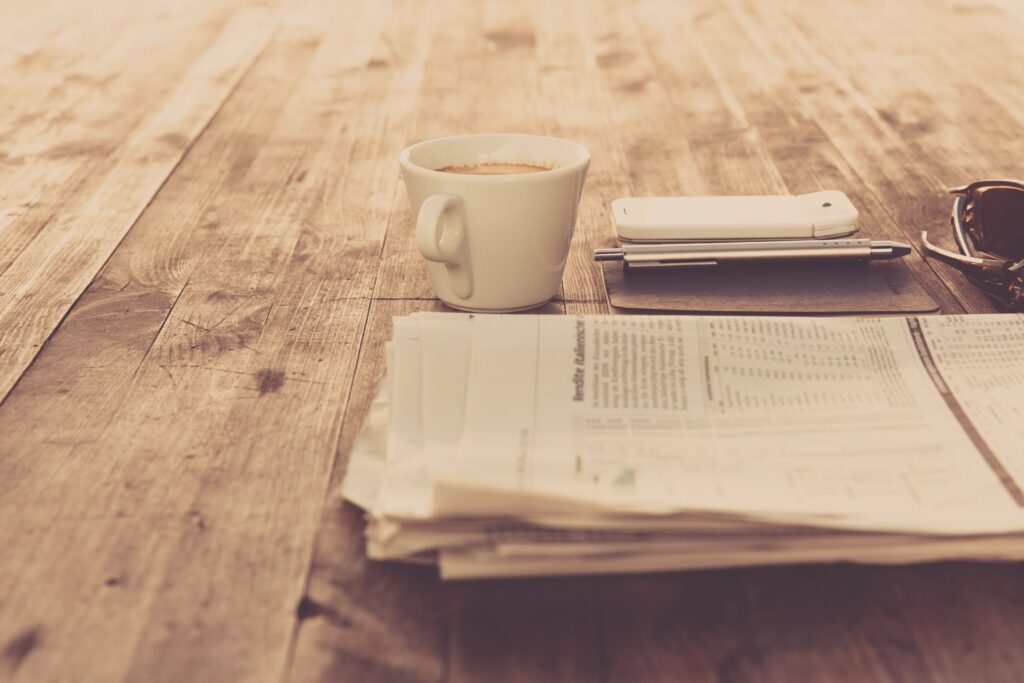 Photo of newspaper on table